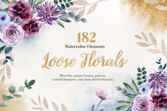 Download Pale &amp; Mauve Loose Floral Watercolor Set - Mauve Collection
