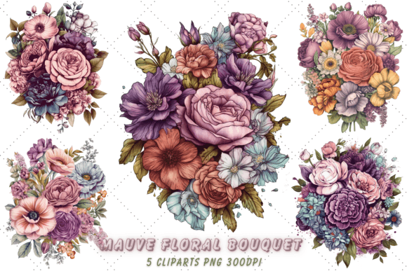 Download Mauve Floral Bouquet Sublimation Clipart - Mauve Collection