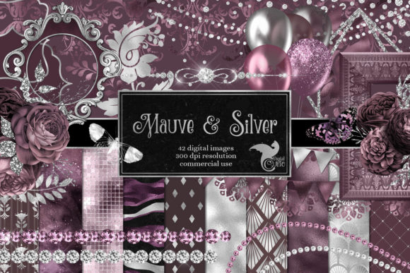 Download Mauve and Silver Digital Scrapbook Kit - Mauve Collection