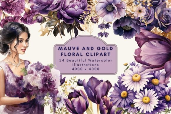 Download Mauve and Gold Floral Clipart - Mauve Collection
