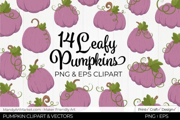 Download Leafy Pumpkins Clipart &amp; Vectors - Mauve - Mauve Collection