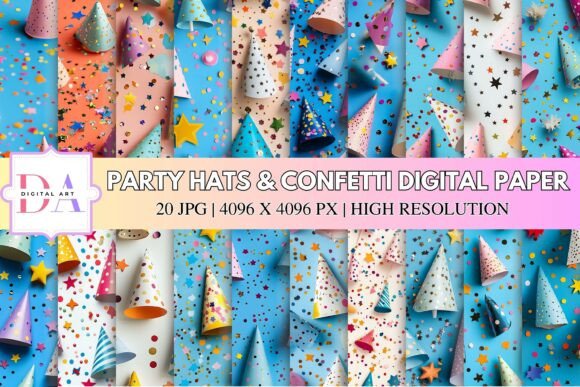 Download Party Hats &amp; Confetti Digital Paper - Confetti digital paper Collection