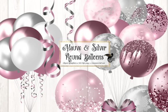 Download Mauve and Silver Round Balloons Clipart - Mauve Collection