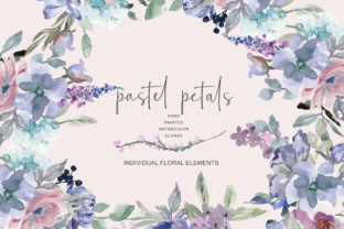 Download Watercolor Pastel Blue and Mauve Flowers - Mauve Collection