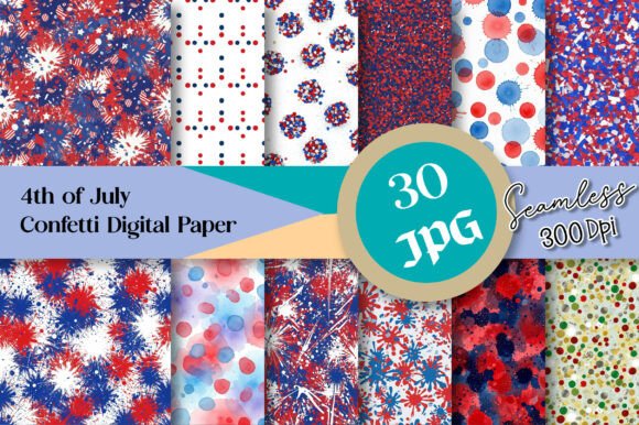 Download 4th of July Confetti Digital Paper - Confetti digital paper Collection