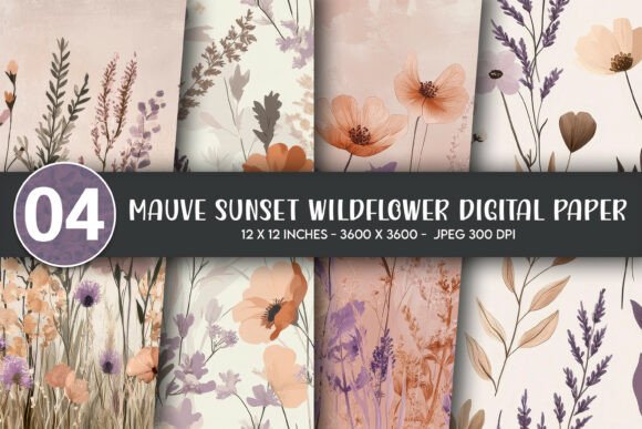 Download Mauve Sunset Wildflower Digital Paper - Mauve Collection
