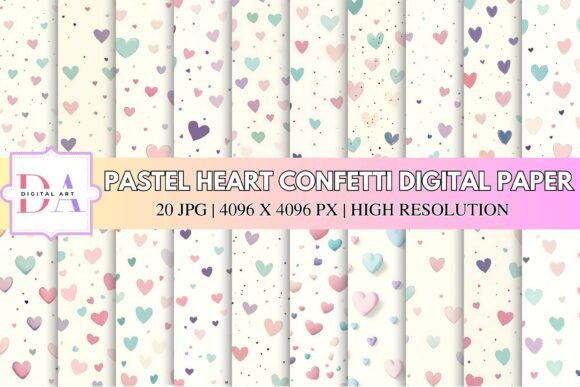 Download Pastel Heart Confetti Digital Paper - Confetti digital paper Collection