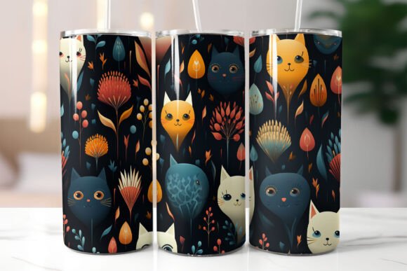 Download Playful Pattern Featuring Stylized Cat - Playful pattern Collection