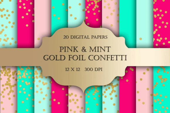 Download Pink Gold Foil Confetti Digital Paper - Confetti digital paper Collection