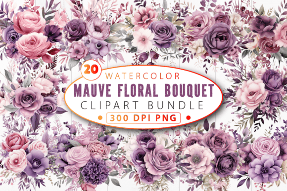 Download Mauve Floral Bouquet Clipart Bundle - Mauve Collection